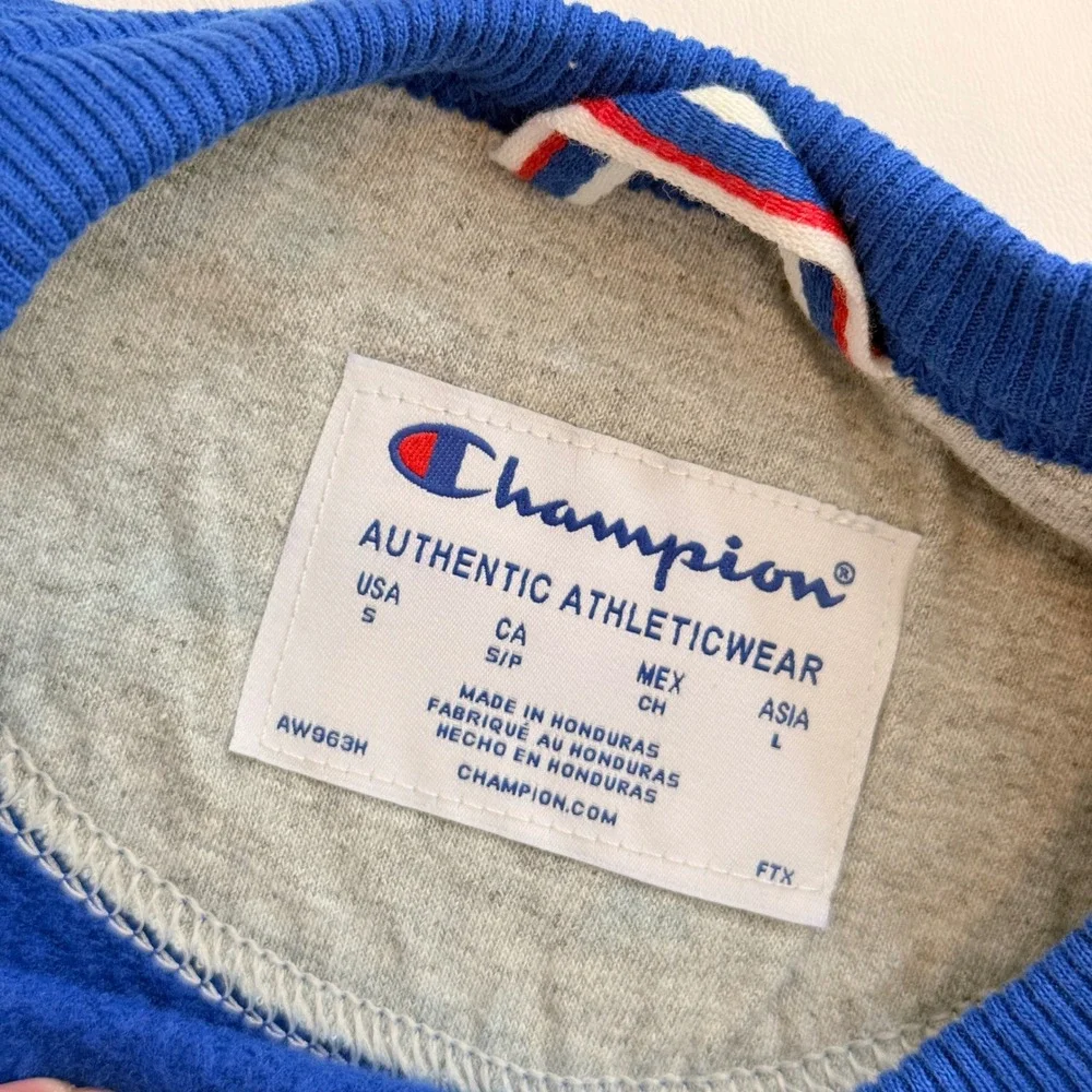Champion Sweatshirt Mens Small Blue Crewneck Fleece Logo GF88H